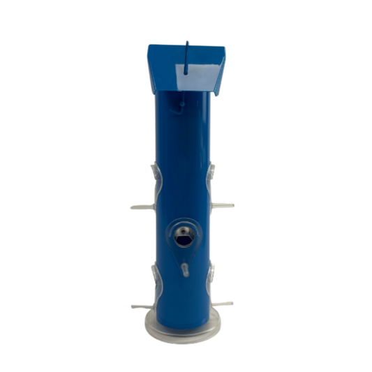 Bird Feeder Blue Metal Tube