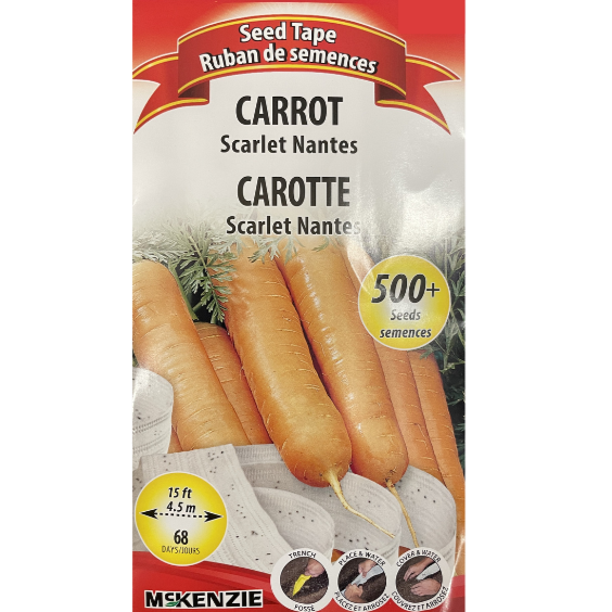 McKenzie Seeds Carrot Scarlet Nantes Seed Tape