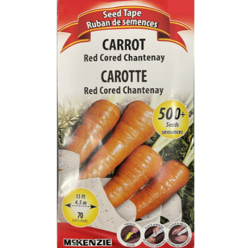 McKenzie Seed Carrot Red Cored Chantenay Seed Tape