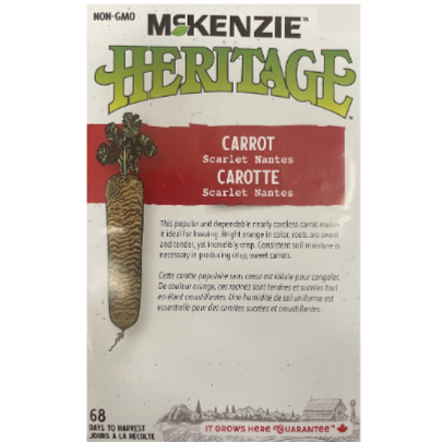 McKenzie Heritage Seed Carrot Scarlet Nantes Pkg