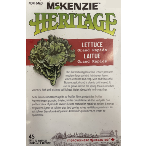 McKenzie Heritage Seed Lettuce Grand Rapids Pkg.