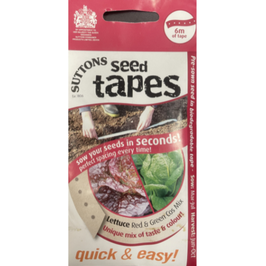 Suttons Seed Tape Lettuce Red and Green Cos Mix