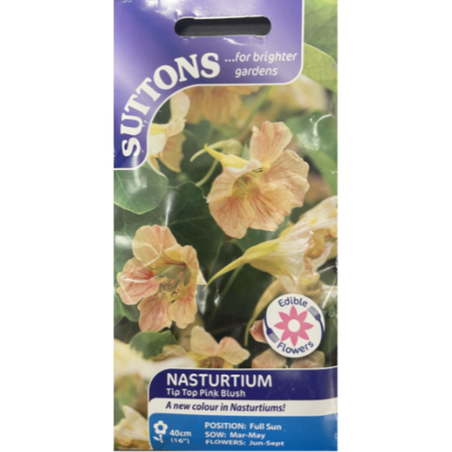Suttons Seed Nasturtium Tip Top Pink Blush