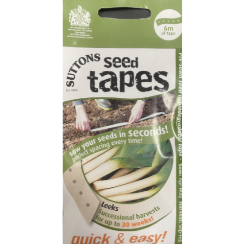 Suttons Seed Tape Leeks Successional Harvests Pkg.