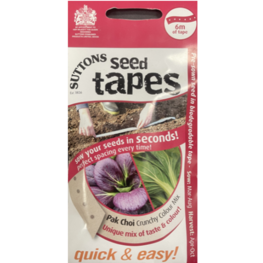 Suttons Seed Tape Pak Choi Crunchy Colour Mix