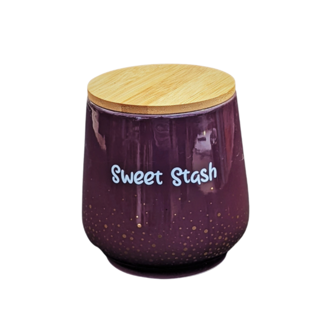 Stash Jar Purple/Gold Dots Sweet Stash