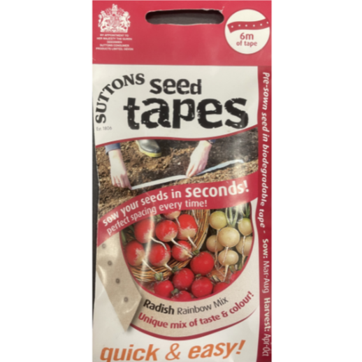 Suttons Seed Tape Radish Rainbow Mix
