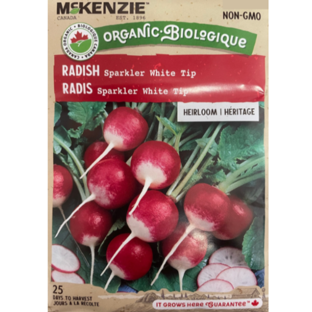 McKenzie Organic Seeds Radish Sparkler White Tip Pkg