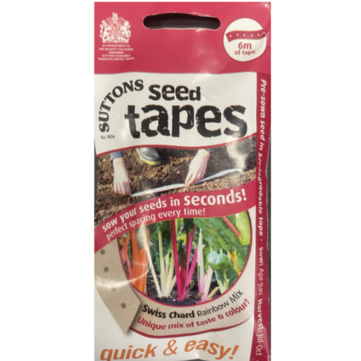 Suttons Seed Tape Swiss Chard Rainbow Mix Pkg.