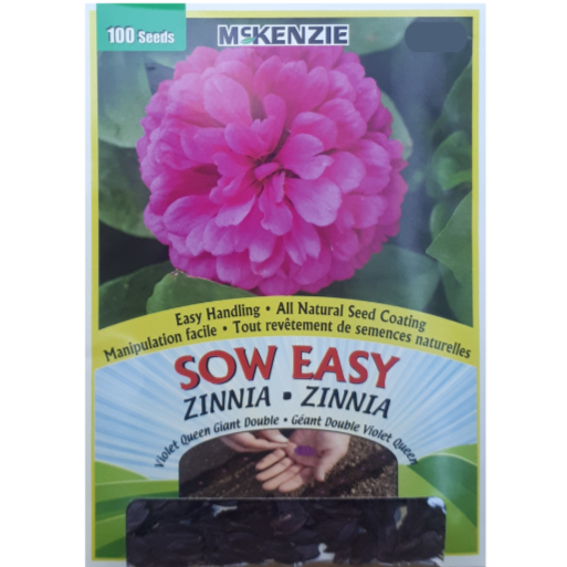 McKenzie Sow Easy Seeds Zinnia Violet Queen Giant Double