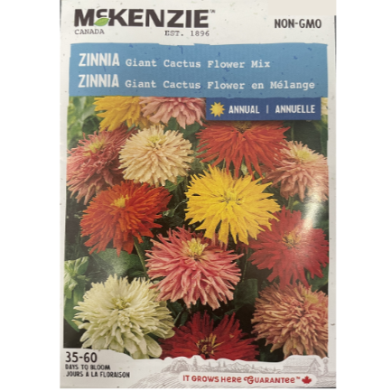 McKenzie Seed Zinnia Giant Cactus Flowered Mix Pkg