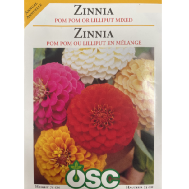 OSC Seeds Zinnia Pom Pom or Lilliput Mixed Pkg