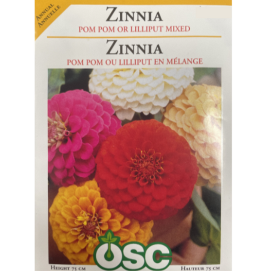 OSC Seeds Zinnia Pom Pom or Lilliput Mixed Pkg.