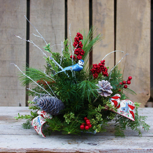 Fresh Greens Centrepiece/Centerpiece - w/Bluejay